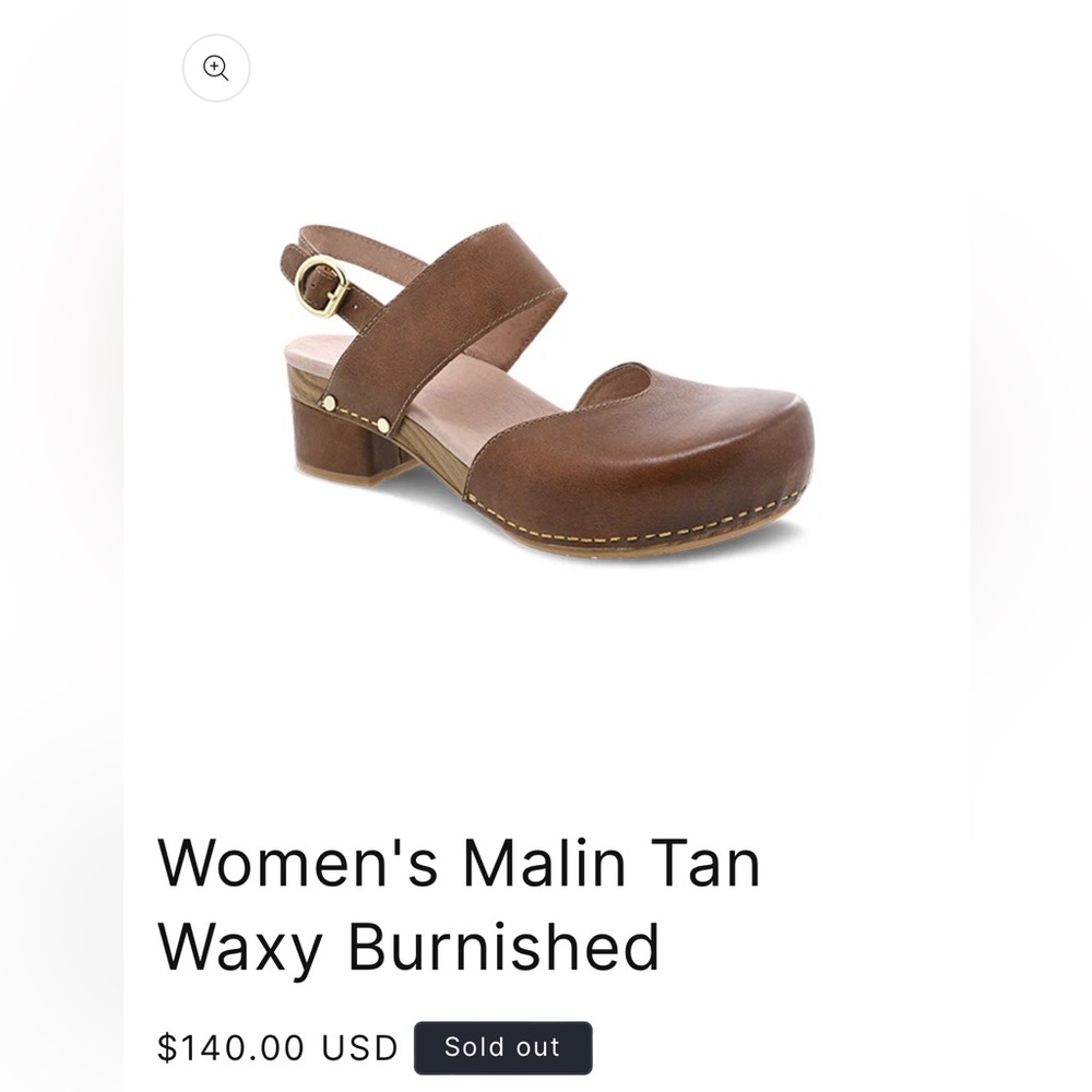 Dansko Malin tan waxy burnished leather clog